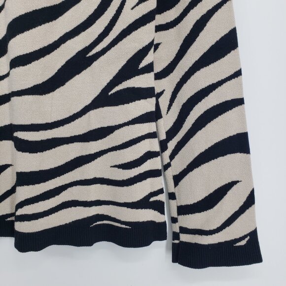 Ann Taylor Zebra Print Sweater XSP Seasonless Yarn Boat Neck Tan Black - Picture 6 of 8